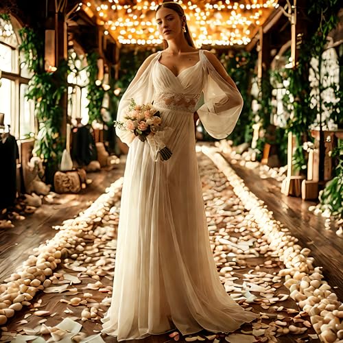 Women Boho Strap Lace Wedding Dress Long Sleeves Dress A-Line Bridal Gown with Adjustable Straps Formal Dress for Engatement4