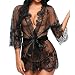 Tuopuda Mujer Bata Kimono Encaje Dormir Babydoll Camisón Malla y Tanga Conjunto...
