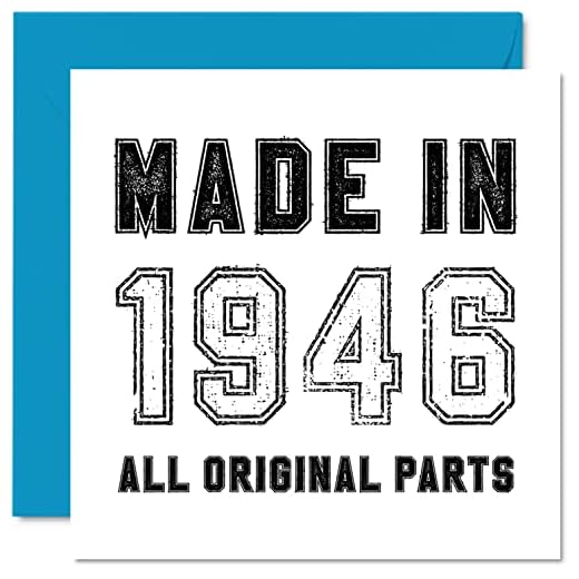 Tarjeta felicitación 76 cumpleaños hombres, mujeres, él y ella, fabricada en 1946, todas las piezas originales, divertida tarjeta felicitación 76 cumpleaños abuelo, abuela, mamá, papá, 145 mm x 145 mm