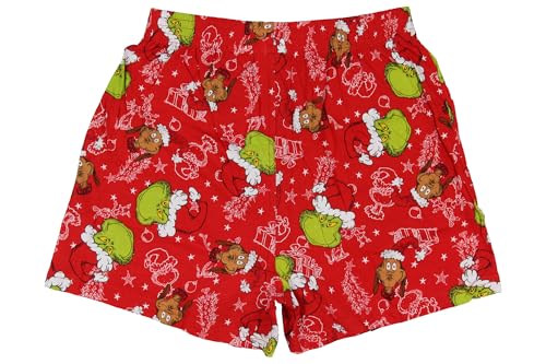 The Grinch Dr. Seuss Bermuda boxer unissex com caimento justo, Vermelho, GG