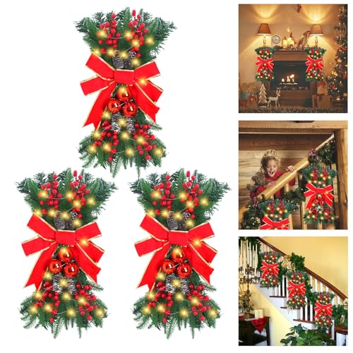 Christmas Swag Christmas Stairs Decorations 23'' Christmas Staircase Decorations Christmas