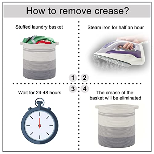 Oiahomy 80L Laundry Baskets-Laundry Hamper,Storage Basket With Handles,Decorative Basket For Living Room,Woven Storage Basket For Toys Bin,Pillows, Blankets,Clothes-20X18In-Gradient Gray #TOP6