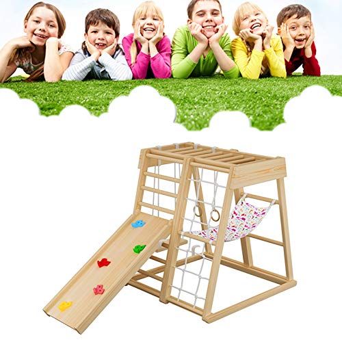 DUTUI Home Kindergarten Small Naughty Castle Playground, Children's Slide, Indoor Solid Wood Children's Climbing Frame Swing Combination