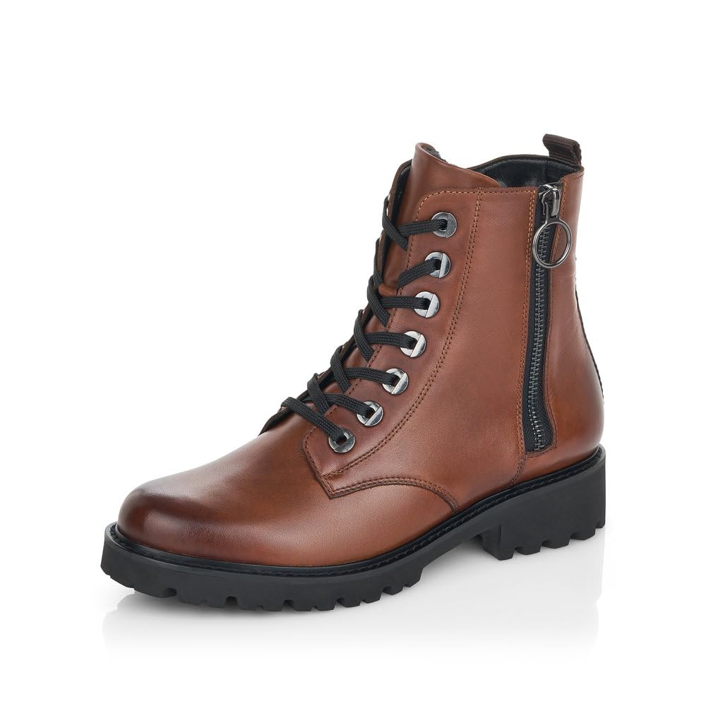 Remonte Women Ankle Boots D8671, Ladies Lace-up Ankle Boot,Removable Insole,Low Boots,Short Boots,lace-up Boot,Zipper,Braun,40 EU / 6.5 UK