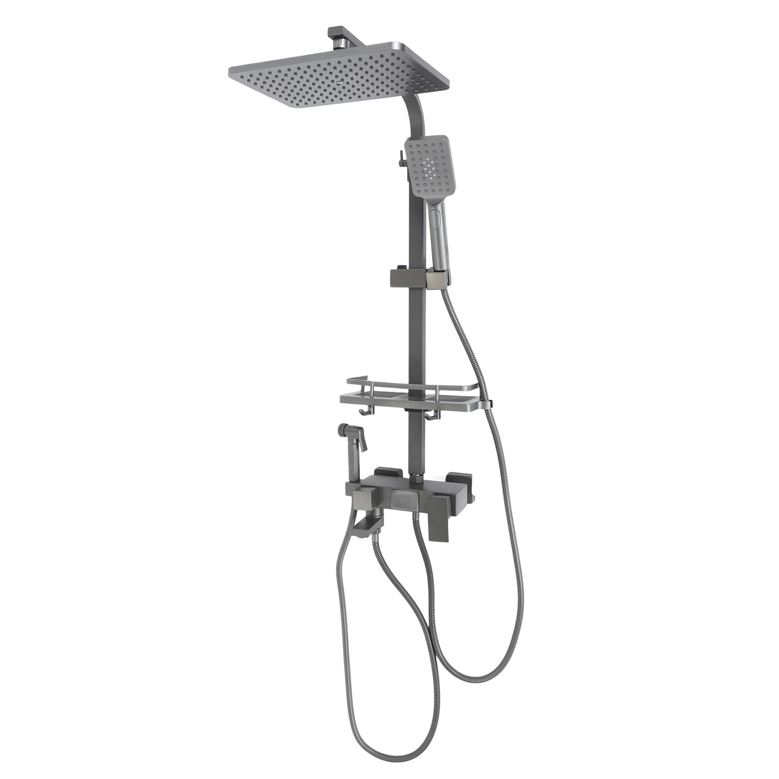Kompletny zestaw z ekranem LED, zestaw prysznicowy z deszczownicą, czarna, energooszczędna głowica prysznicowa, ceramiczna wkładka zaworowa, system prysznicowy, drążek prysznicowy z regulacją