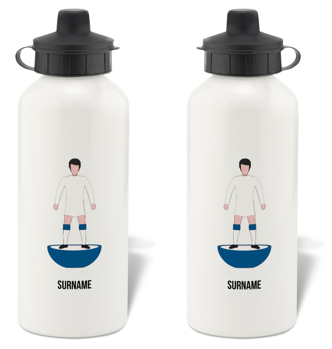 Personalised Leeds United FC Player Figure Aluminium Sports Water Bottle - White Bottle