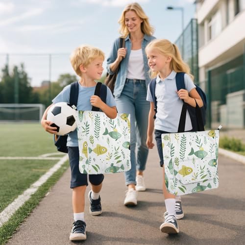 Bolsa de mano infantil y de adulto verde pez, ideal para llevar tu comida a la escuela o trabajo 6