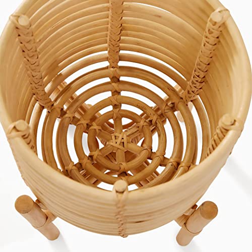 Image of handmade Plant Stand| Flower Pot Stand for Living Room | Indoor Plant stand| Plant Holder (Rattan)(20 Inches (H) x 14.5 Inches (W) x 14.5 Inches