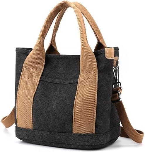 Image of Canvas Tote Bag for Women,Small Totes Bags with Zipper Crossbody Purse with Pockets Large Shoulder Handbag,2 Sizes