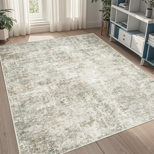 5x8 Area Rugs for Living Room Rug Washable: Abstract Rug for Dining Room Bedroom Carpet Non Slip 5 by 8 Indoor Modern Nursery Home Office Beige Brown