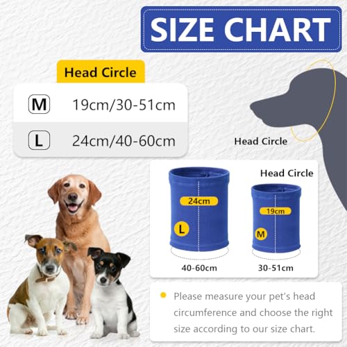 Aomig Ohrenschützer für Hunde - Hundemütze, Gehörschutz, Ohrenklappe, Kopfwickel, Hals- und Ohren-Wärmer, Hundekopfhörer für Silvester (Blau, L)
