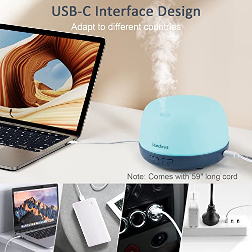 Marchred 300Ml Small Aromatherapy Essential Oil Diffusers For Home With Usb C Cable, 7 Color Changing Light,Remote Control, Mini Air Cool Mist Scent Humidifier For Bedroom Office,Dark Blue #TOP2