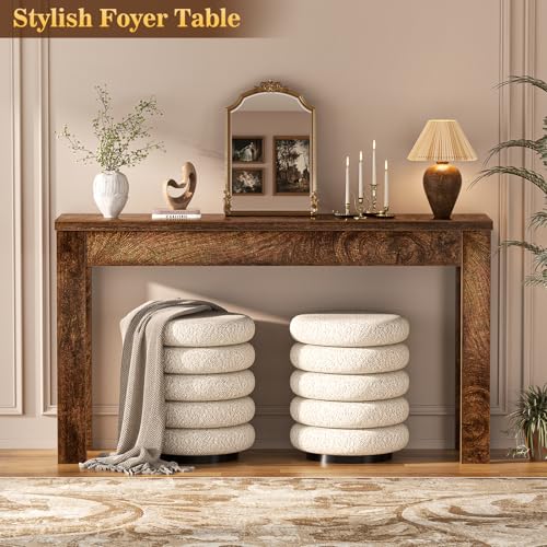 Image of Armocity Console Table, 47 inch Farmhouse Wood Entryway Table, Sofa Tables Narrow Long Behind Couch, Entry Table for Entrance, Hallway, Living Room, Cracked Oak