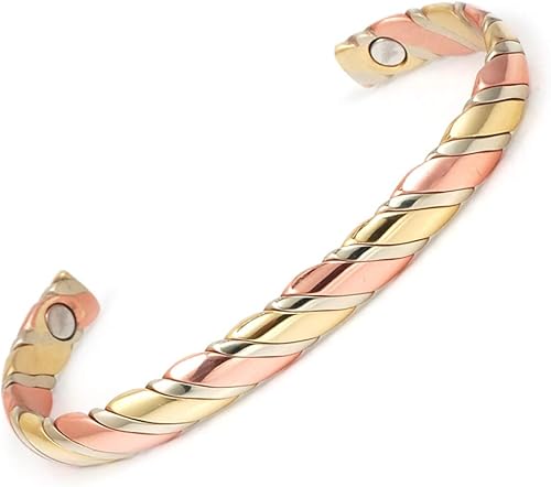 LONGRN Pulsera de cobre utilizada para la artritis una pulsera magnética de cobre puro con 2 imanes para hombres y mujeres para aliviar eficazmente
