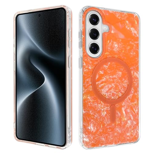 KANGHAR Galaxy S26 Case Glitter Cute Pearl-Gold Design Orange