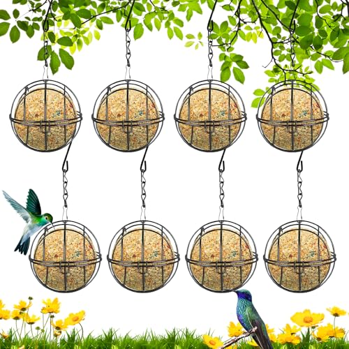 8 Stück Meisenknödelhalter Vogelfutterstation Vogelfutterstation Mit Klappdeckel Meisenknödel Halter zum Aufhängen Maisenknödelhalterung Futterspender für Wildvögel Garten Balkon