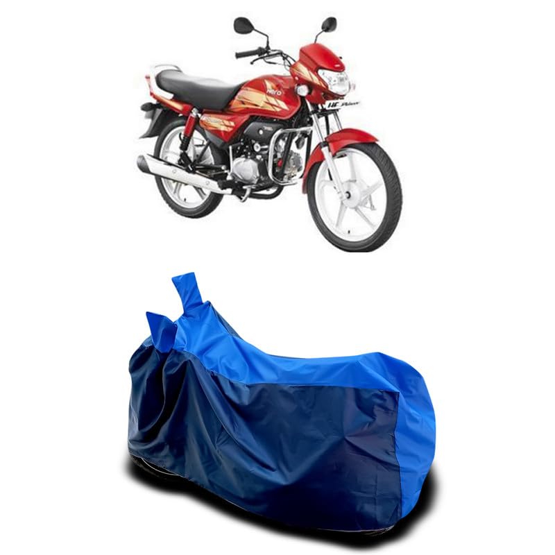 Image of DUFFEL-Two Wheeler Bike Body Cover Compatible for Hero Hf Deluxe Bs6 Heat Protectio /UV-Rays /Birds Dropping /DustProof /Waterproof All Variants [Nevay Blue]