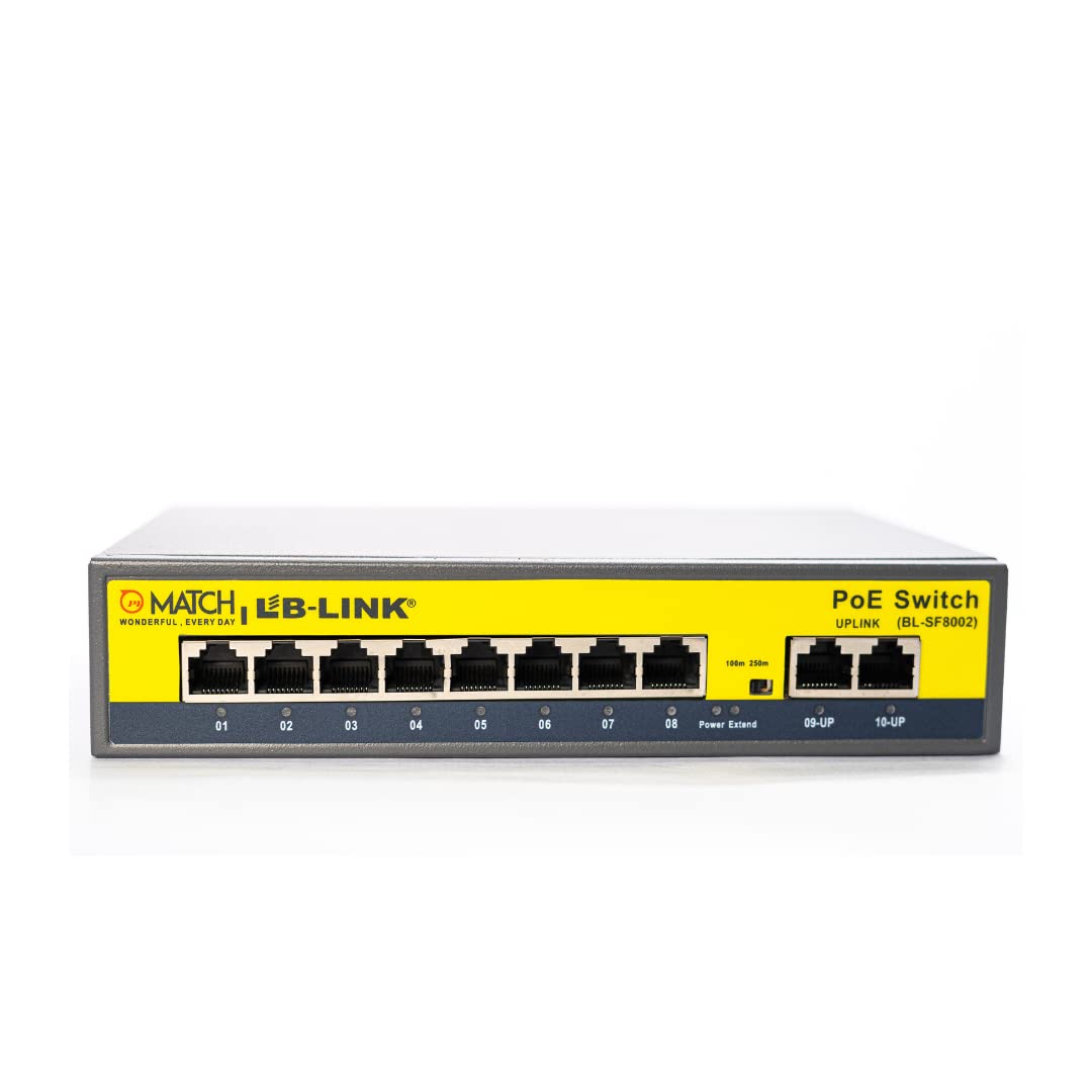 Match LB-Link 8 Port PoE Switch with 2 Up Link Ports, VLAN up to 250m | Switch Capacity up to 5.6Gbps | 802.3at POE (B0BG8M81R7) Amazon Price History, Amazon Price Tracker