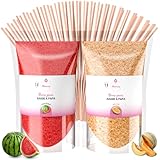 Misskandy® algodón de azúcar para máquina- Pack de 2 * 160Gr : Sabores:fresa/frambuesa + 10 palitos (gratis) (sandía/melón)