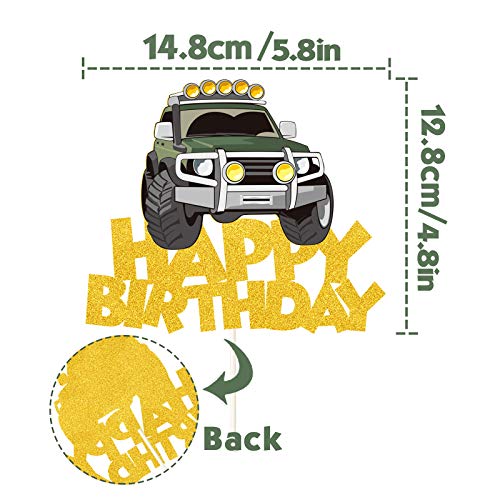 Off - Road Vehicle Happy Birthday Cake Topper ,Off Road Explore Theme Birthday Party Supplies,Perfect Truck Party Favors For Your Truck Birthday Party #TOP1
