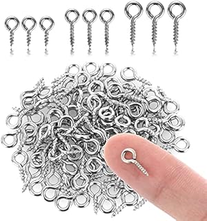 Grevosea 300 Pieces Small Screw Eye Pins Eyelets Screw Threaded Mini Stainless Steel Eye Screw Hooks Silver Threaded Eye Pins for Jewellery Making DIY Craft Hanging Ornament (3 Different Sizes)