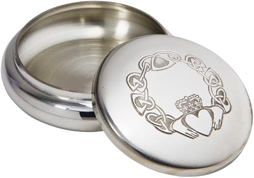 Miniatura 2 de Wentworth Pewter - Caja redonda de peltre Claddagh, caja de pastillas, regalo - Diámetro 3.346 in H1.378 in