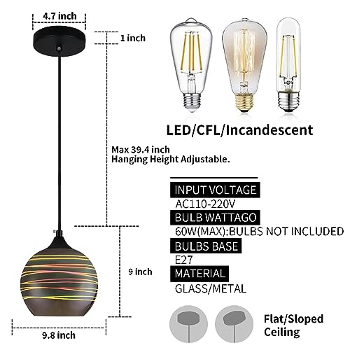 Glamight 0004 Modern Glass Pendant Light Kitchen Island Modern Hanging Light Fixtures Creative 3D Colorful Pendant Lights For Dining Room,Bar,Hotel,Use E27 Bulb 9.8 Inch Diam thumb #6