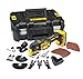 Produktbild DEWALT Multi-Tool/ Multifunktionswerkzeug (18 Volt, 2,0 Ah Akku, bürstenlos, LED-Arbeitslampe, Airlock-System, inkl. 35-teiliges Zubehör-Set, 2 Akkus, Schnell-Ladegerät und TSTAK Box II) DCS355D2