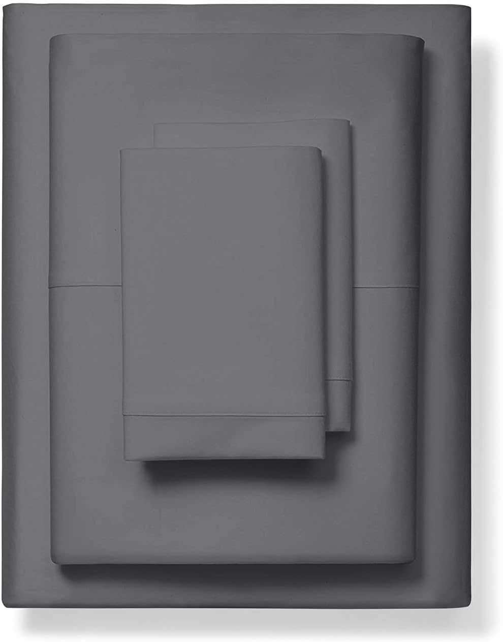 1000-Thread-Count 100% Pure Cotton Bed Sheets -4 Pc Queen Size Dark Grey Sheet Set, Single Ply Long Staple Combed Cotton Yarns, Best Luxury Sateen Weave, Fits Mattress Upto 17'' Deep Pocket