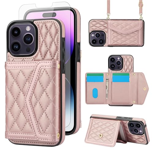 Coque iPhone 14 Pro Max or avec cordon pour femme active en voyage et sortie urbaine