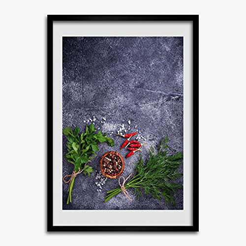 Cadre MDF Tulup 50x70 cm avec tableau herbes et épices décoratif