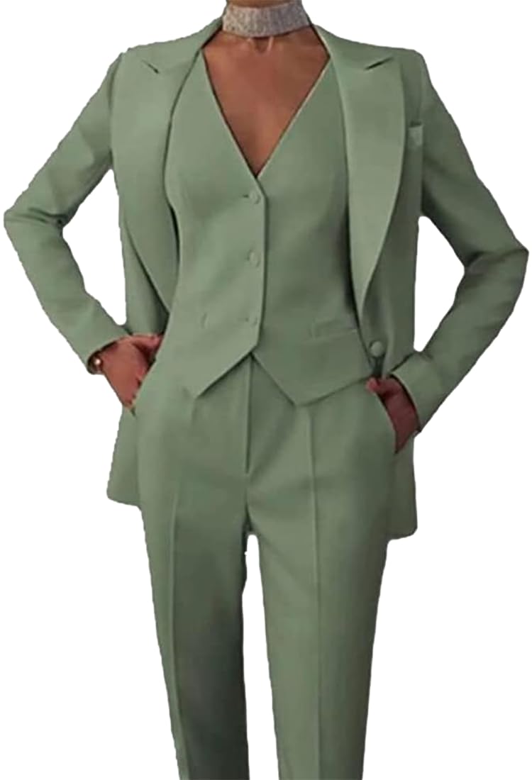 Leader of the Beauty Women's 3-Piece Office Lady Suit Blazer, Vest & Pants