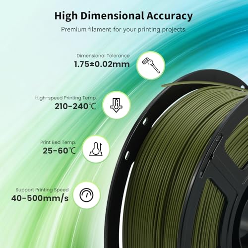 Image of FLASHFORGE High Speed PLA+ 3D Printer Filament Olive Green, Enhanced Melt Flow for Faster, Smoother Prints, 500mm /s Rapid Printing, Feature Sleek Matte Finish, Rich and Solid Color