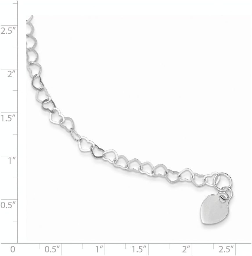 Solid Sterling Silver Heart Link Childs Bracelet