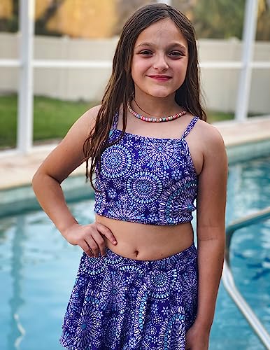 Image of Arshiner Girls 3 Piece Swimsuit for Teen Girl Tankini Swimsuits Bathing Suit Beach Bikini Swimwear with Skirt