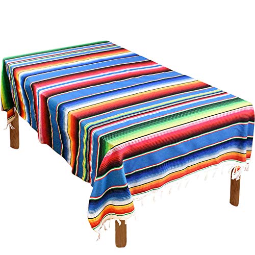 Hxezoc 59 x 84 Inch Mexican Blanket Striped Tablec