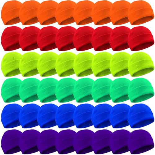 Yahenda 48 Pack Knit Beanies Hats Winter Beanie Hats Warm Knitted Cuffed Skull Cozy Cap for Men Women Unisex(Bright Colors Lively Style)
