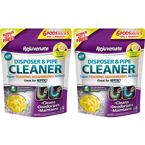 Rejuvenate Garbage Disposal and Drain Pipe Cleaner Powerful Foaming Action and Removes Garbage Disposal Smells 6 Unit Pack Lemon Scent (2 Pack)