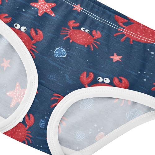 Wusikd Cute Red Crabs Girls' Underwear Cotton Starfish Blue Girls Briefs Soft Toddler Underwear 2T4