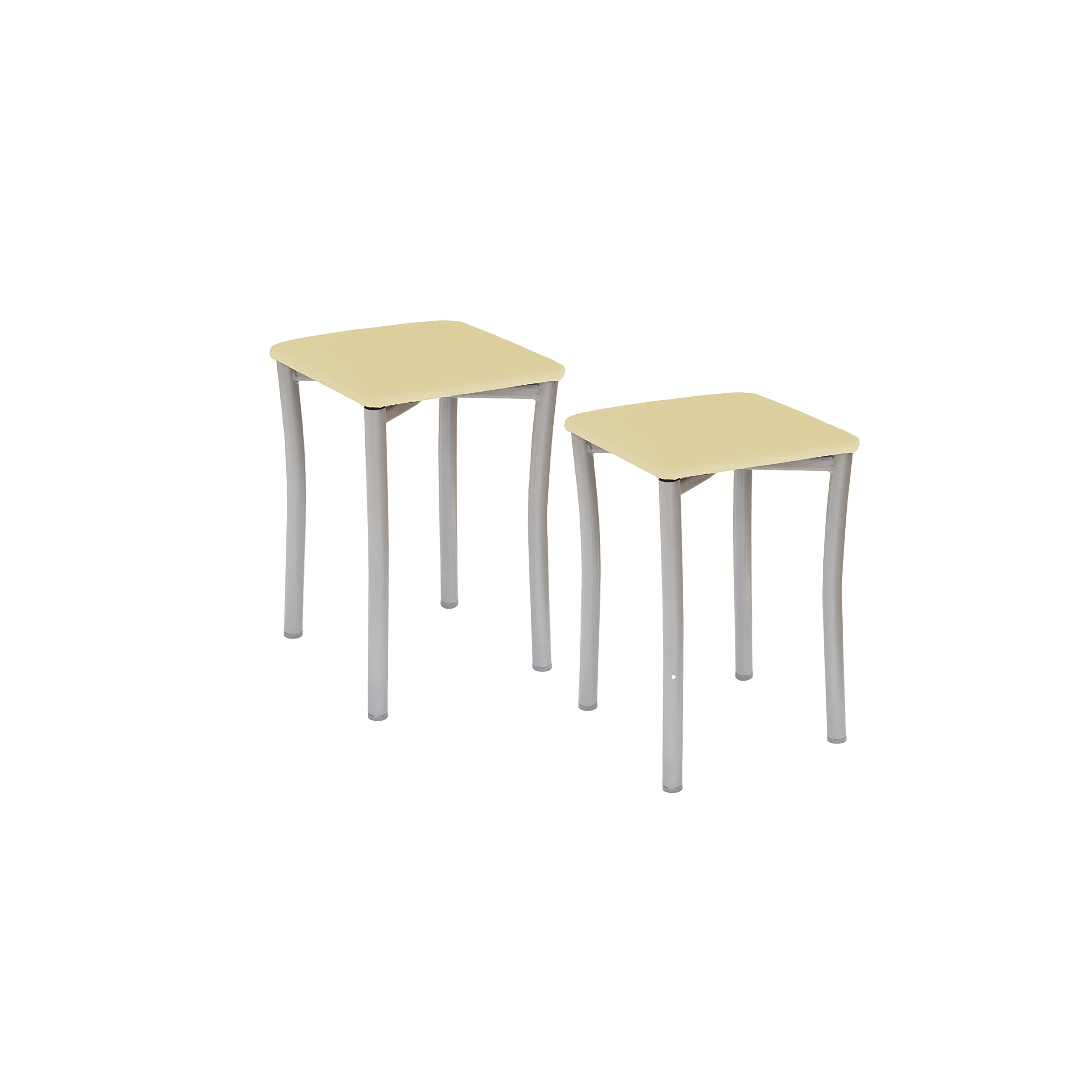 ASTIMESA Dos Taburetes de Cocina Patas diseño Redondas y Asiento Polipiel Beige