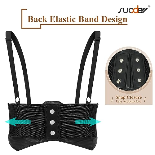 SUOSDEY Women Underbust Corset Belt Elastic Faux Leather Steampunk Renaissance Goth Corset Vest with Straps2