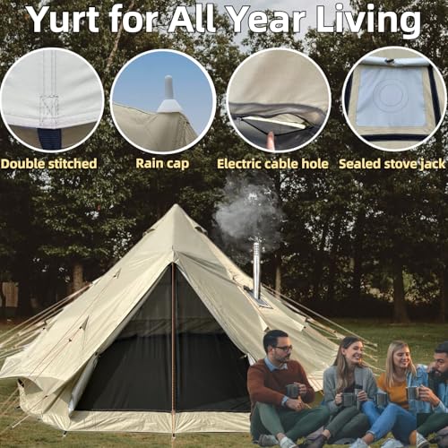 Danchel Outdoor B2 Portable Yurt Tent For 6-8 Person Family Camping Tent, 4 Season Bell Tent With Stove Jack Large Hot Tent 300D Oxford Glamping Yurt House For All Year Living Upf50+ thumb #2