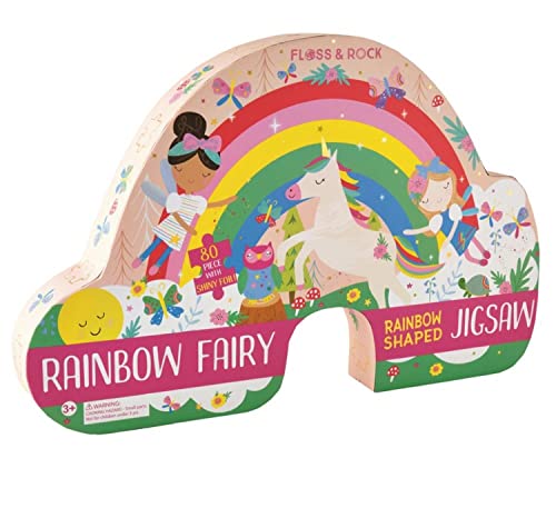 Floss & Rock 40P3602 80-Pieces Rainbow Fairy Shaped Jigsaw Puzzle Toy with Shaped Box by Floss & Rock - Used condition - US$16.46