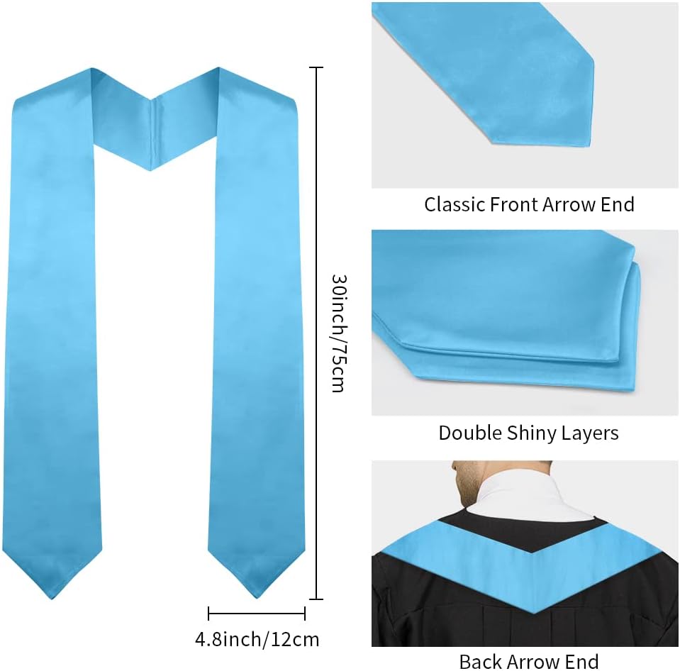 Graduation Stole,Plain Graduation Sash Unisex Adults Graduation Stole Class of 2026 2025 for Academic and Choral 70" image 3