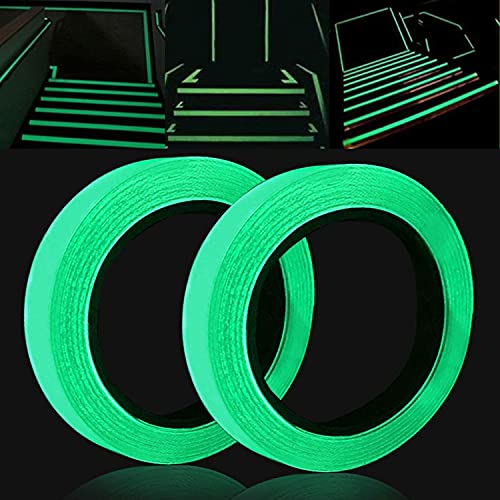 [Deux rouleaux] Ruban fluorescent auto-adhésif 1cm * 5m + 2cm * 5m | Ruban luminescent | Ruban réfléchissant auto-adhésif | Ruban d'avertissement | Ruban lumineux étanche Cover