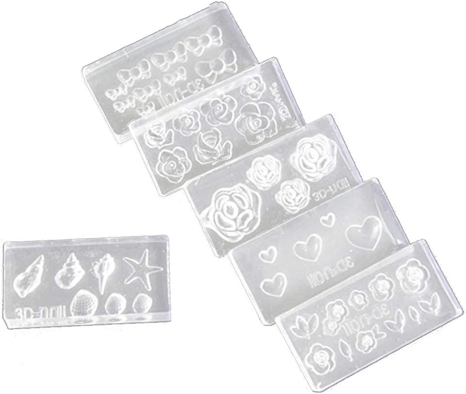 Silicone Moulds 6 Pieces 3D Stereo mini Carving Shape Nail Art Form Template Silicone Mould
