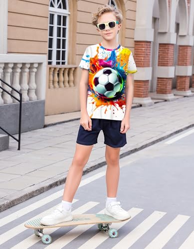 Image of 3D Graphic Short Sleeve Shirts Boys Girls Cool T-Shirt Unisex Novelty Tees for 7-12 Years Teens