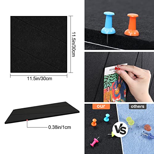 Tikea Felt Bulletin Boards 6 Pack Square Pin Boards With 35 Push Pins Wall Decor Photo Memo Display Notice Board For Office Home Classroom 12 In. X 12 In, Black #TOP5