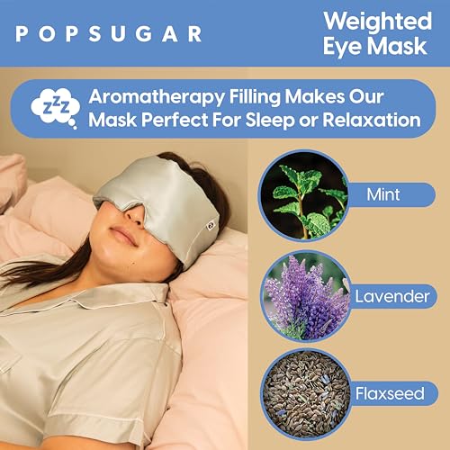 POPSUGAR Weighted Sleep Eye Mask, Light-Blocking and Silk Eye Mask for Adults and Women, Best for Sleeping and Travel, Comfortable Contoured Design - Image 4