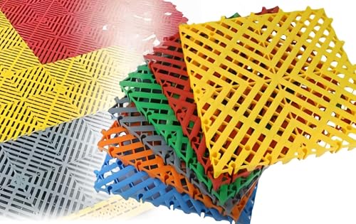 Gamire ガレージ フロアタイル ガレージタイル DIY PP製 連結式フロアマット 耐摩耗 40cm×40cm×2cm 耐荷重 お手入れ簡単 連結可能 接着剤不要 はめ込み施工 置くだけ 通気性 バイク 車庫マット 屋内 駐車場 業務 屋外用 組立簡